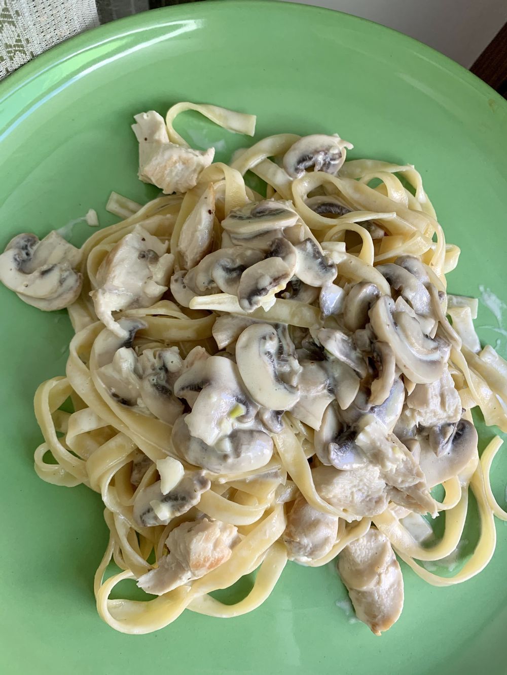 Fettucine Alfredo with mushrooms and chicken - viral recipe testing 