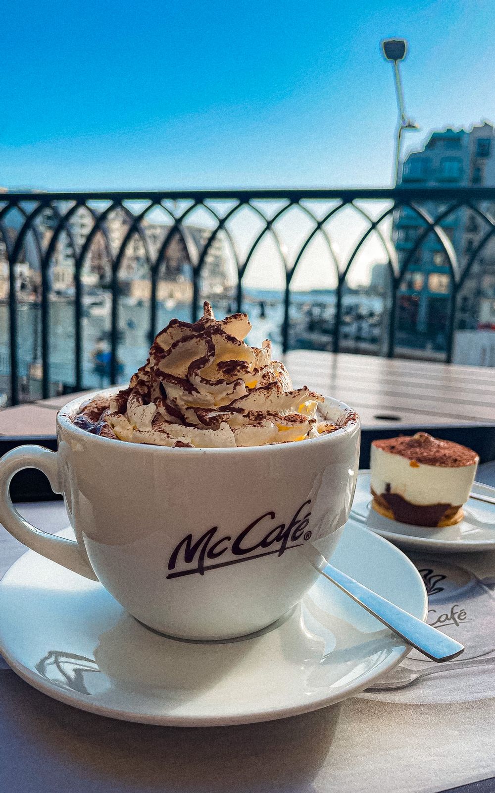 McCafe Almond Hot Chocolate on Spinola Balcony.