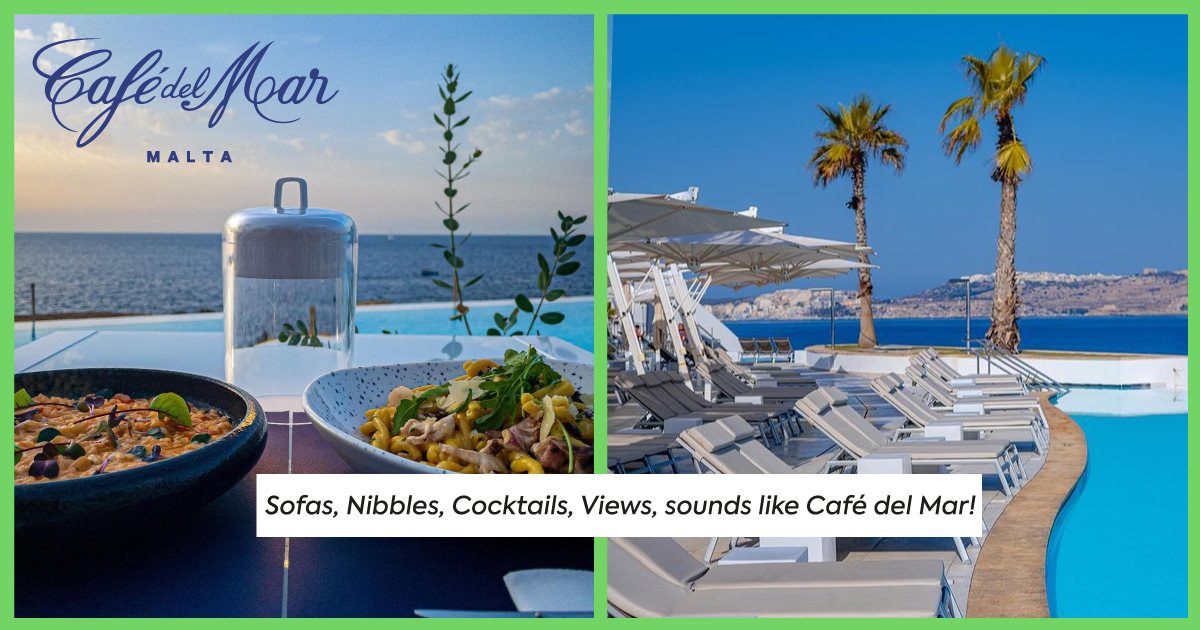 Sofas ✅ Nibbles ✅ Cocktails ✅ Views ✅ sounds like Café del Mar! ☀️