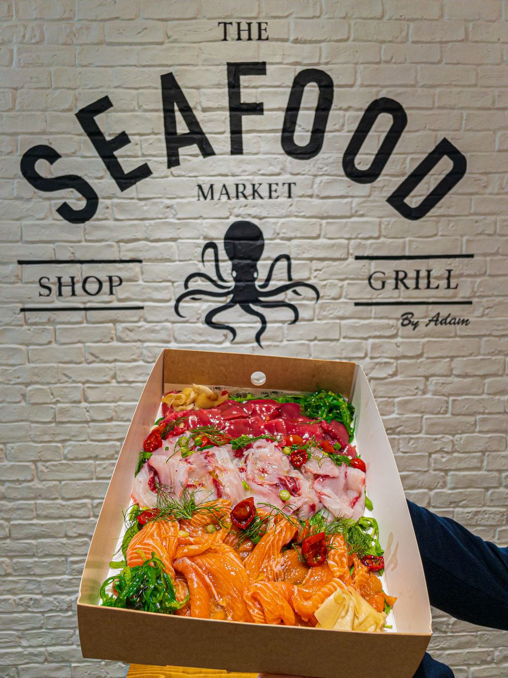 The Seafood Market Gzira Malta fresh fish platter in Inserv Platter Box