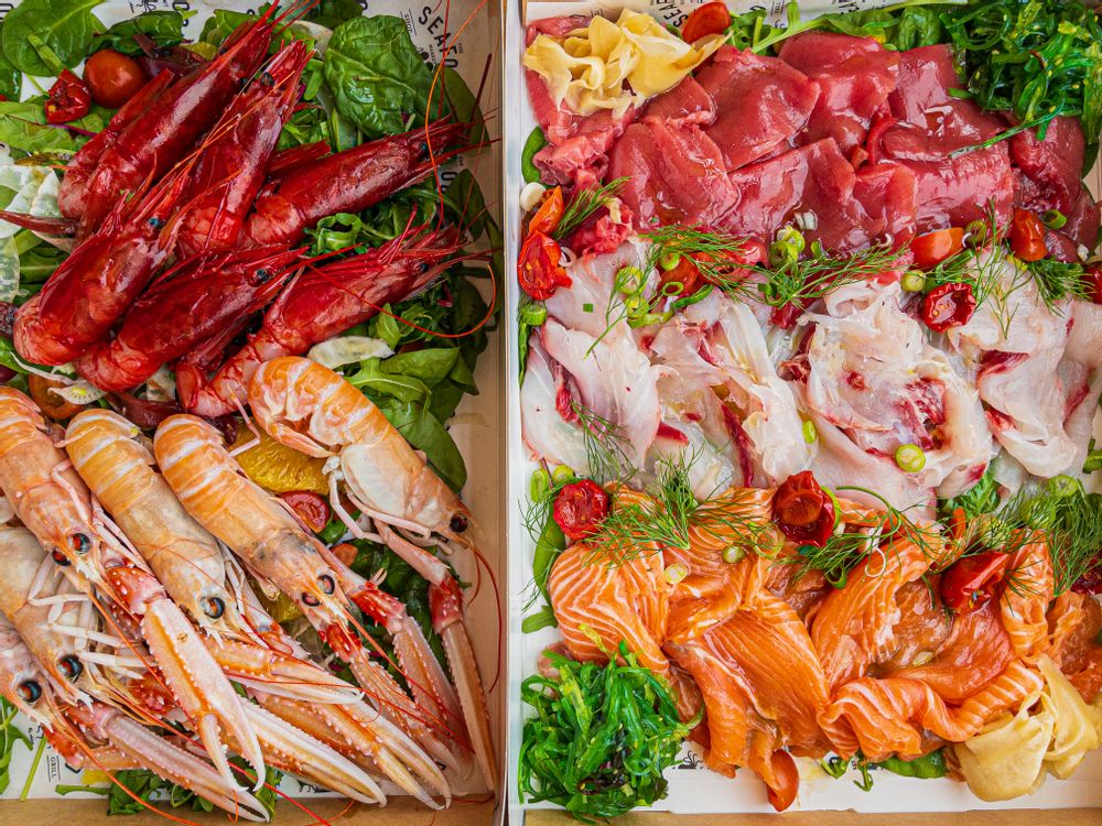 The Seafood Market Gzira Malta fresh fish platter in Inserv Platter Box
