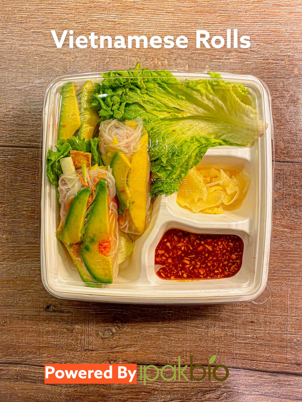 Vietnemese Rolls in Inserv IPAK Bio 4 part container.