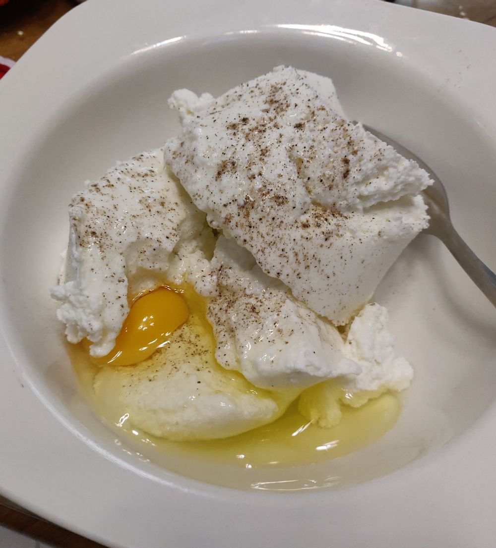 Ricotta filling for the ravioli.