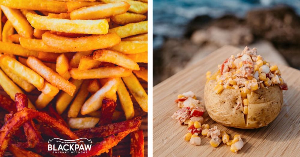Image of fries and image of jacket potato