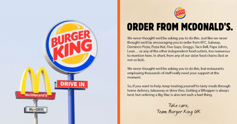 Burger King UK uniting fast-food chains through COVID 🤜🍔🤛