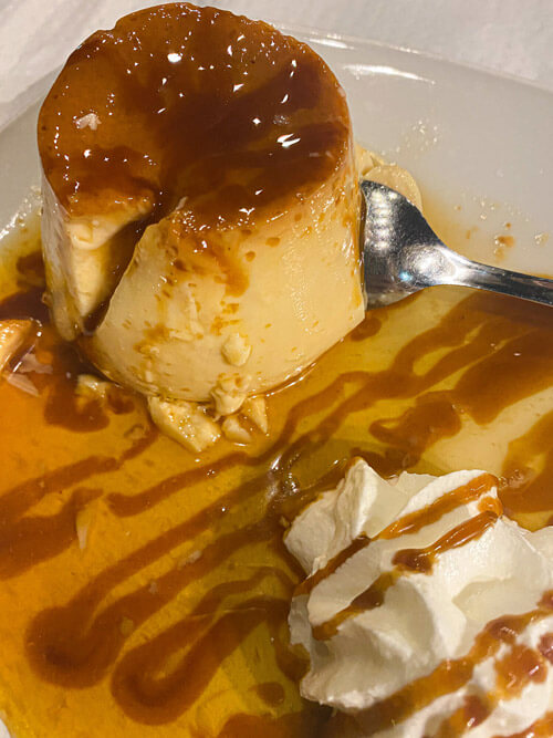 Homemade crème caramel which was soft and creamy and infused with vanilla