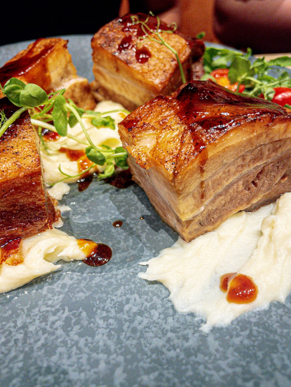 A close up of the Pork Belly at Grana Valletta.
