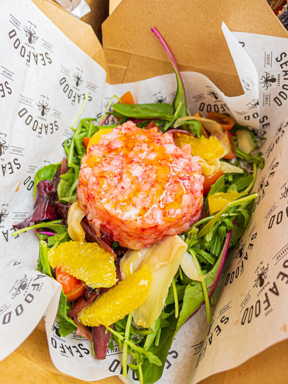 The Seafood Market Gzira Malta fresh fish platter in Inserv Platter Box