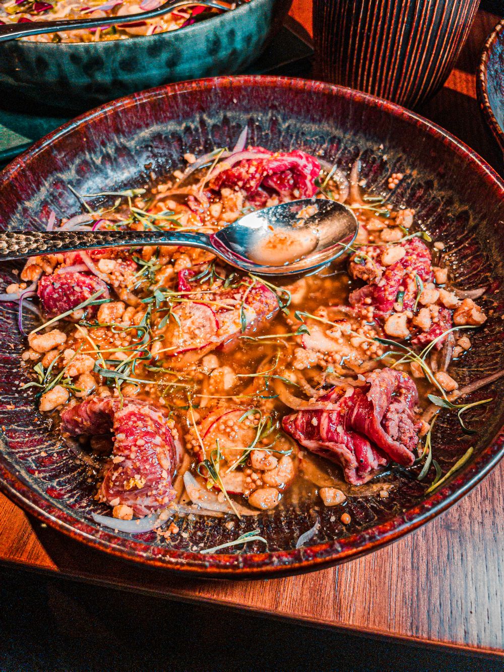 Seared Beef Crudo from LOA, Malta.