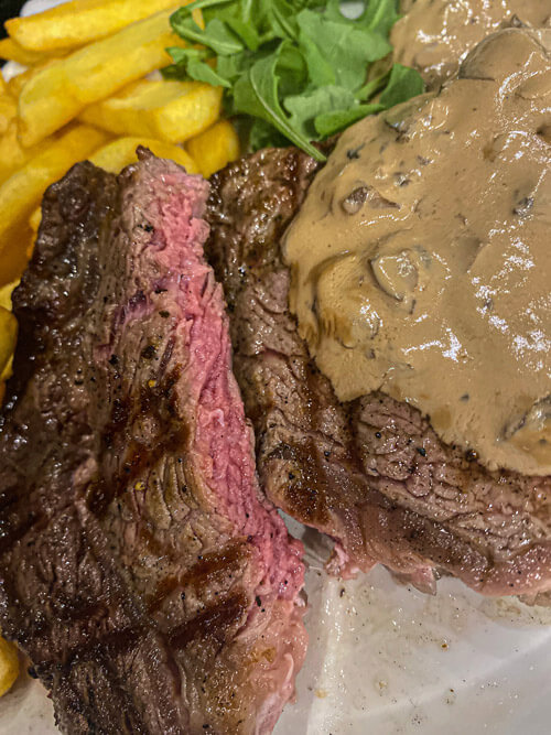 A la carte beef ribeye from Pierre's in Gozo