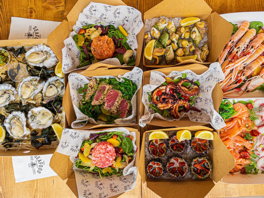 The Seafood Market Gzira Malta fresh fish platter in Inserv Platter Box