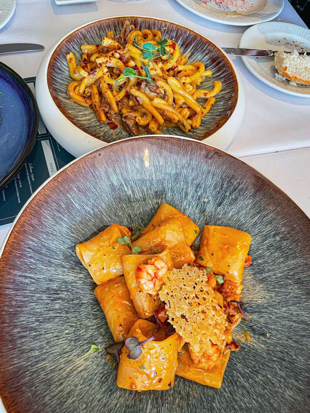 The Strozzapreti and the Paccheri from Maggie's.
