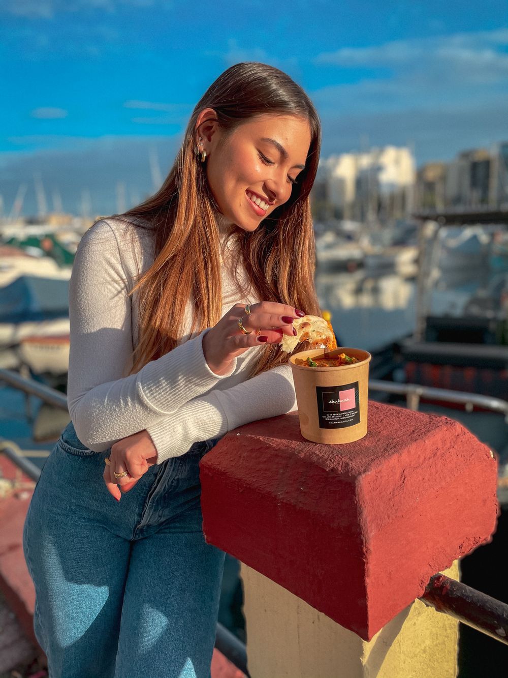 Mixa Gambin enjoying some shakinah in an inserv kraft soup tub with foodblog malta