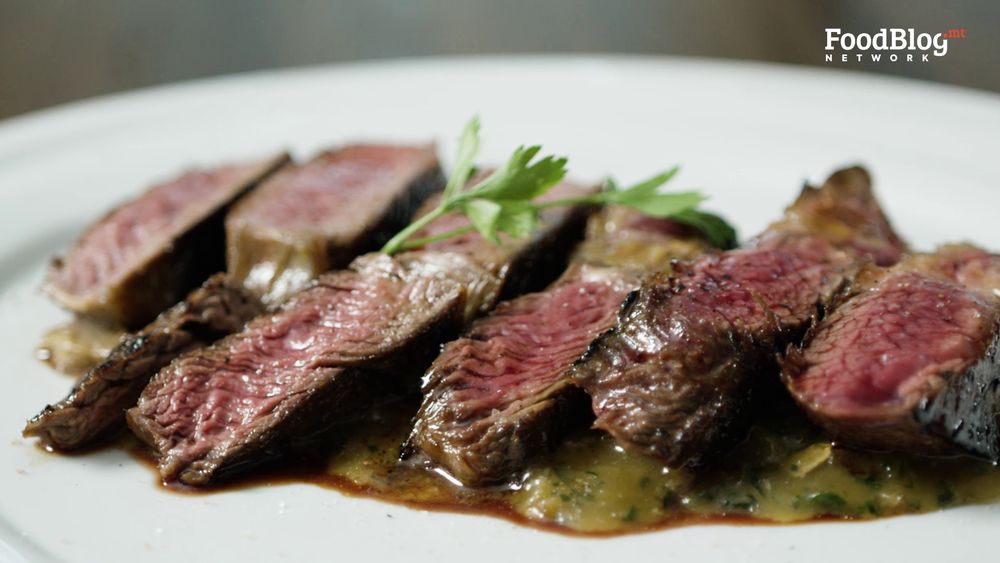 Final dish of sambuca and stilton steak from FoodBlog Marvin's Five