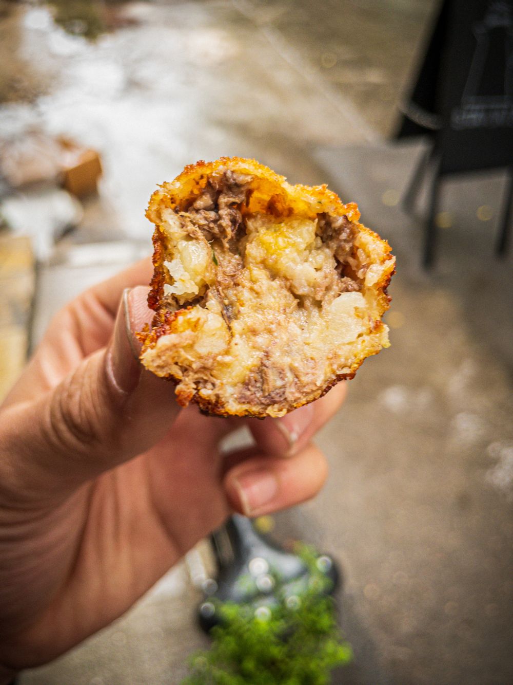 The Pulled Beef Croquette cross section, Stanjata Cafe, Birkirkara, Valley Road.