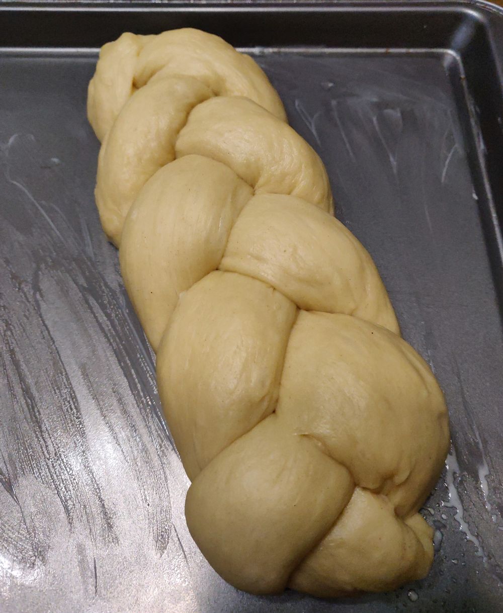 Braided dough ready to go into the oven!