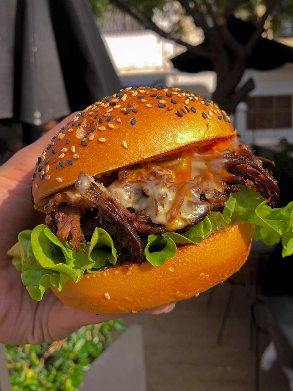 pulled pork burger with cheese mix and pepper mayo from blue bar msida