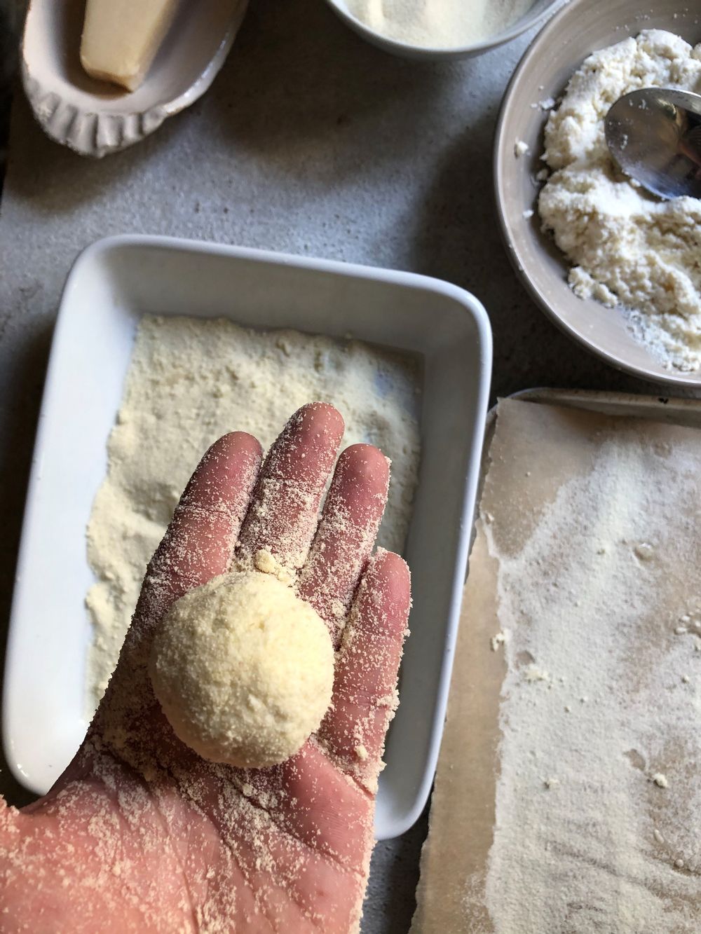 ricotta gnudi step 2 by chef maria from marelli cafe
