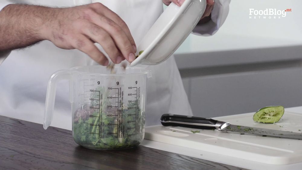 Add your pistachios to the herb mix.