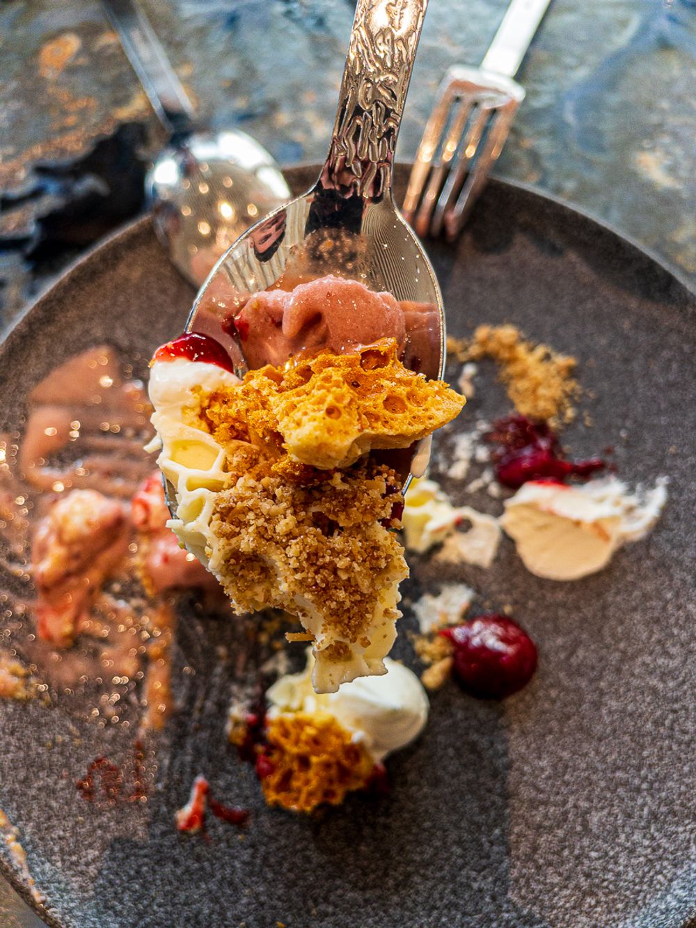 Honeycomb bavarois served at Seed St Julian's in the Hyatt Regency Malta