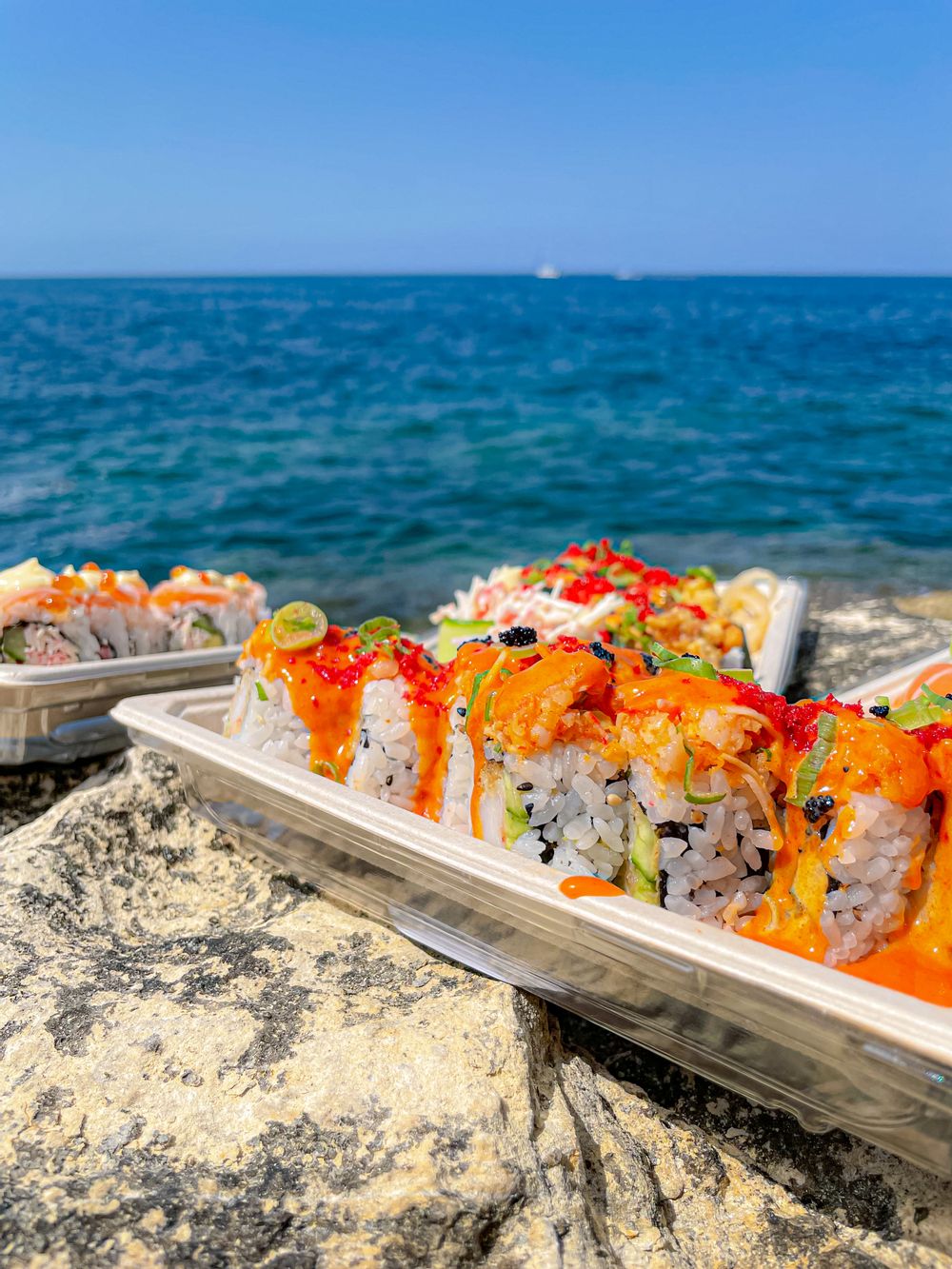 CLOSE UP OF OBI SUSHI IN INSERV PACKAGING