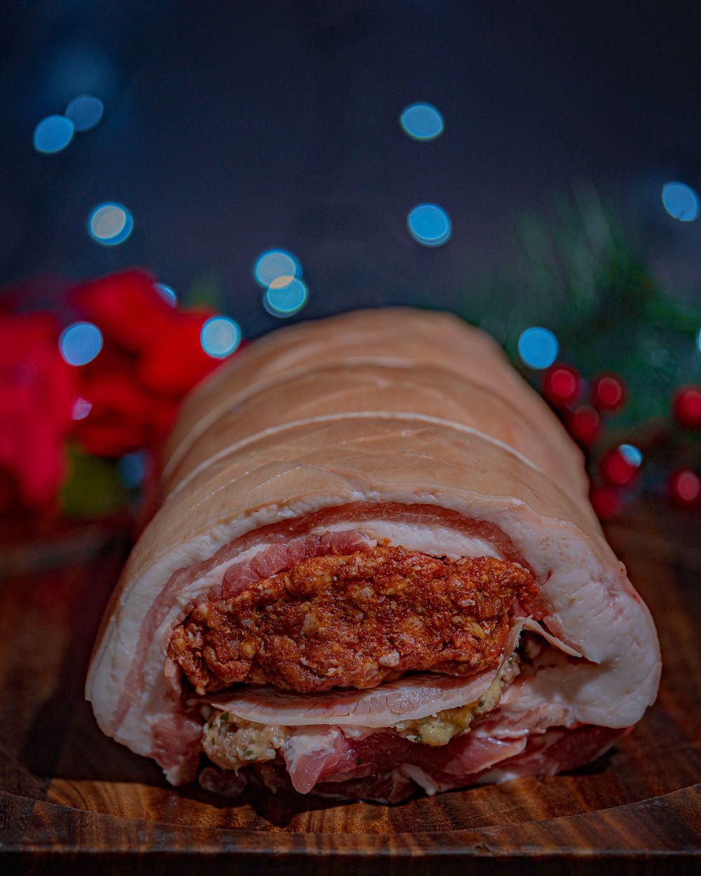 Stuffed pork belly with smoked mince and procini pesto from Bismark Butcher Malta