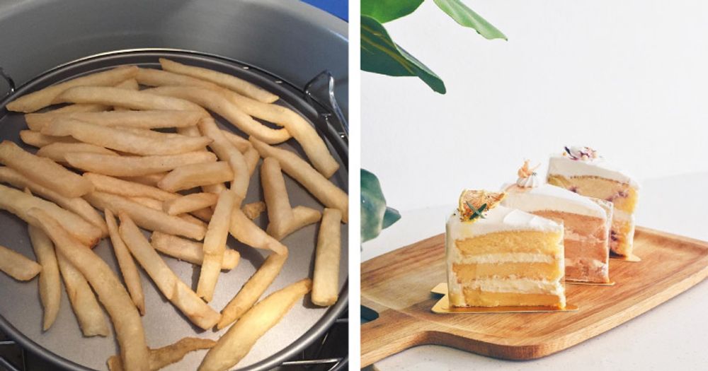 Image of fries and image of cake