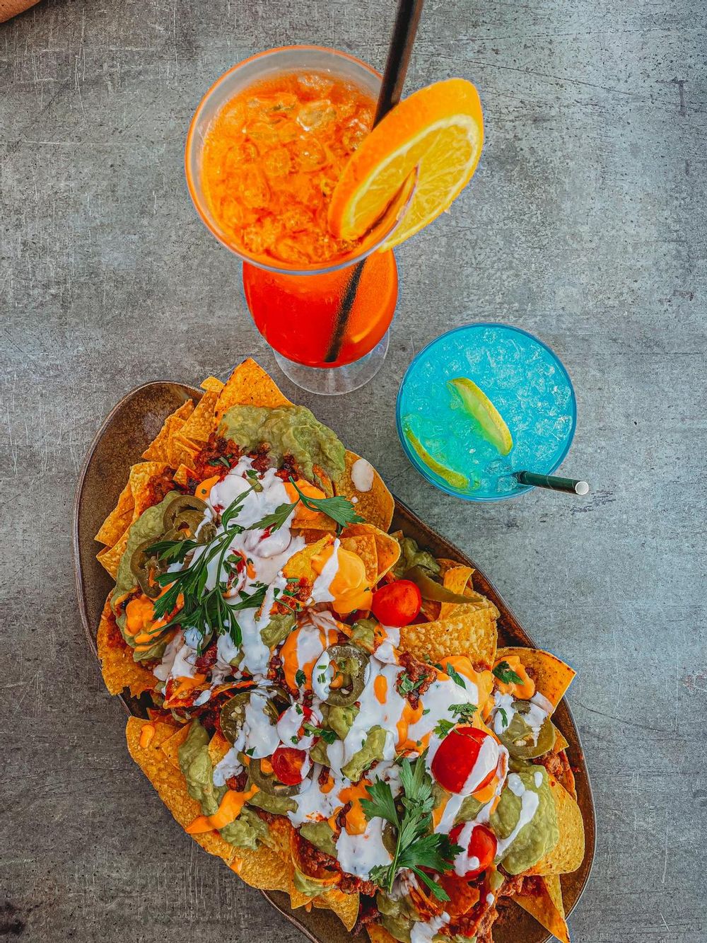 Nachos and cocktails from Westreme, Mellieha.