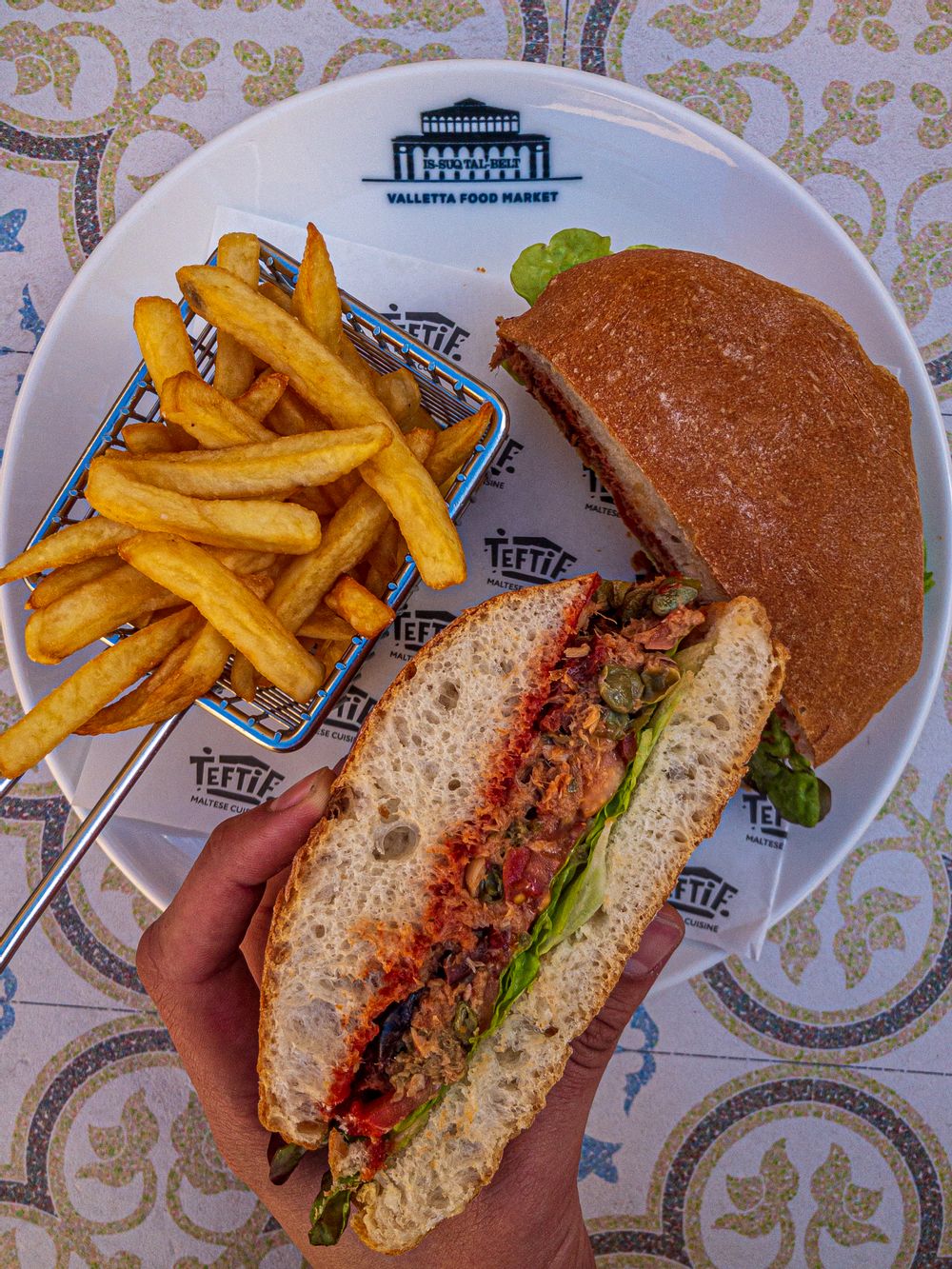 Classic tuna maltese ftira from Teftif at Is-Suq Tal-Belt in Valletta