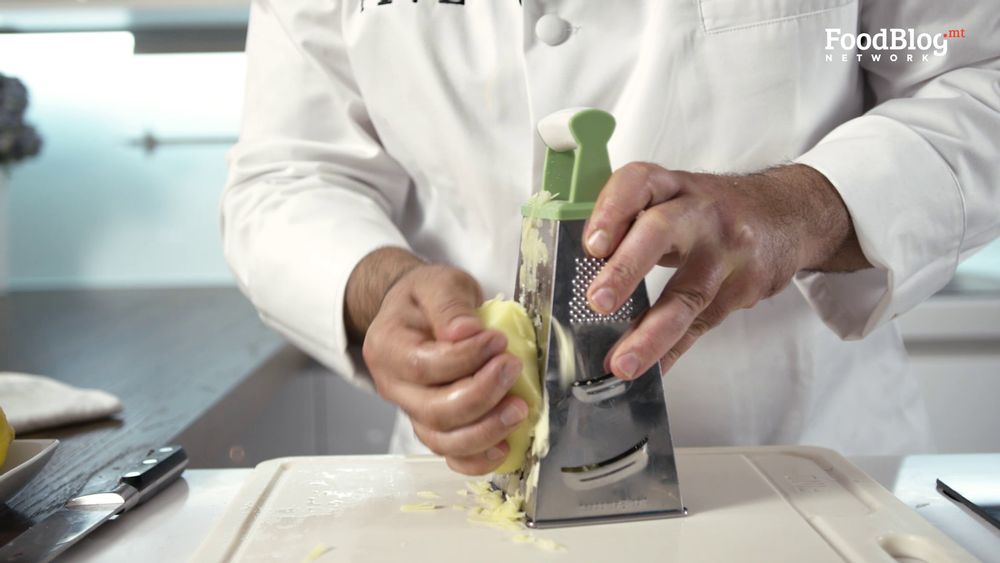 Grating Potatoes for crispy potatoes from FoodBlog Marvin's Five
