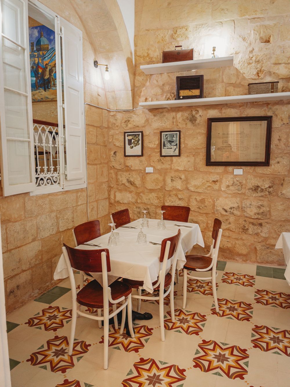 One of the beautiful private dining rooms at Blue House in Birgu.