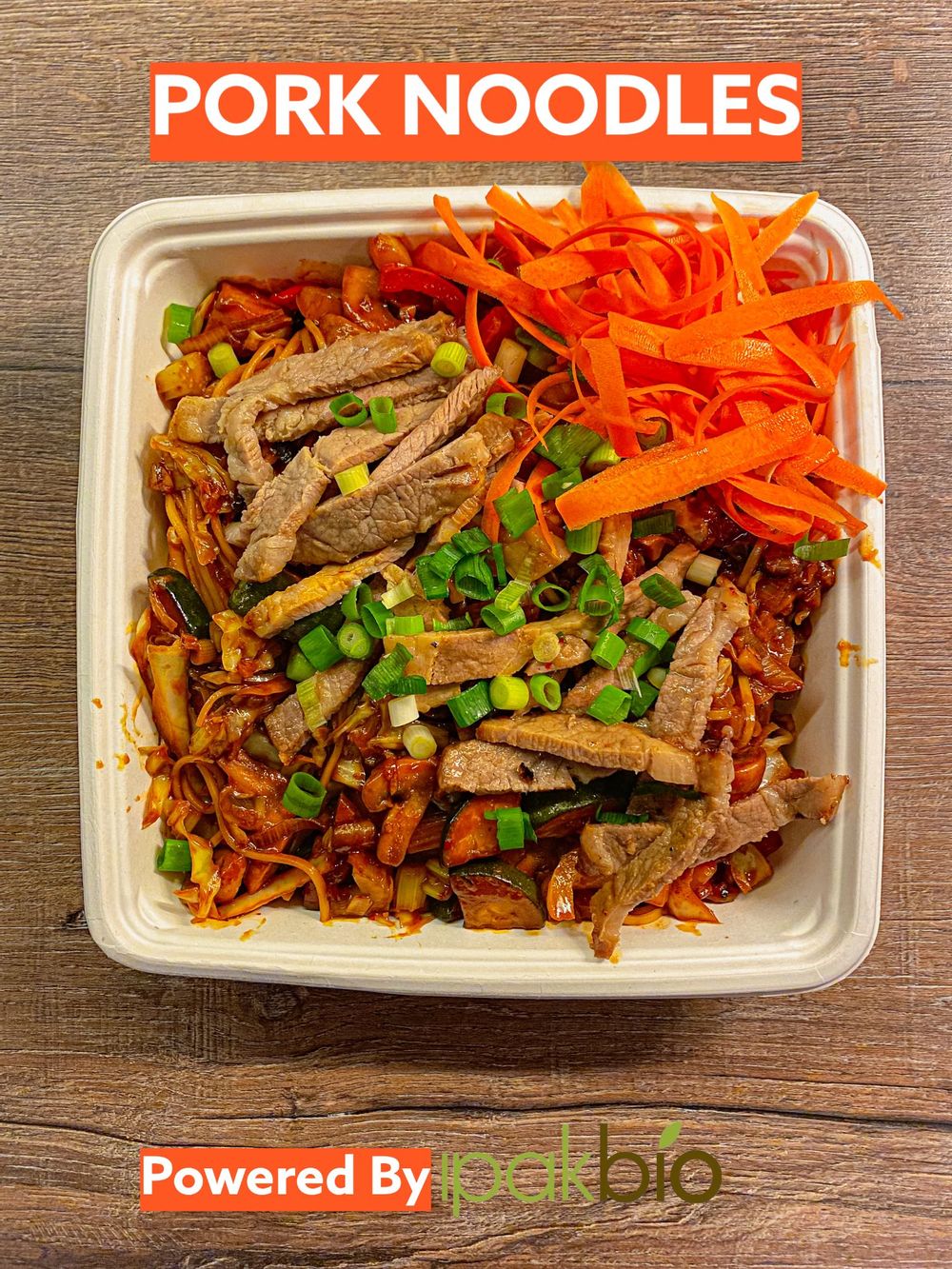 Pork Noodles in an Inserv IPAK Bio container.